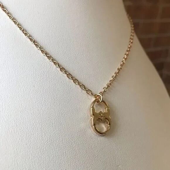 New Tory Burch Gold Gemini Adjustable Necklace - Picture 5 of 6